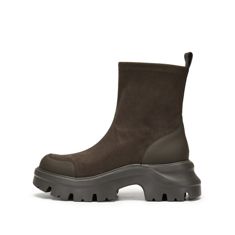 思加图2025冬季新款弹力靴中靴时装靴厚底增高运动靴女靴EJA04DZ5