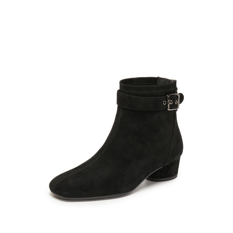 思加图2025冬季新款气质通勤时装靴短靴粗跟美拉德女靴子Y8901DD5