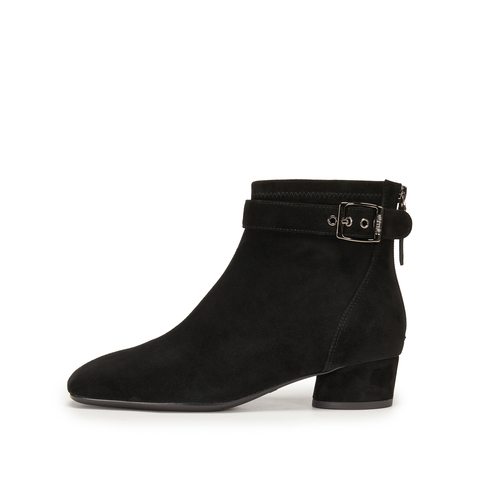 思加图2025冬季新款气质通勤时装靴短靴粗跟美拉德女靴子Y8901DD5