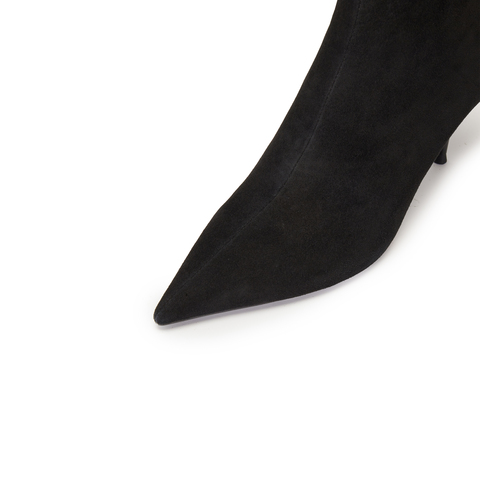 思加图2025冬季新款气质通勤时装靴中靴高跟鞋细跟女靴子H8058DD5