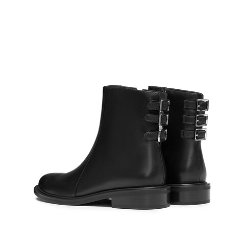 思加图2025冬季新款英伦风短靴粗跟时装靴黑色气质女靴EAJ43DD5