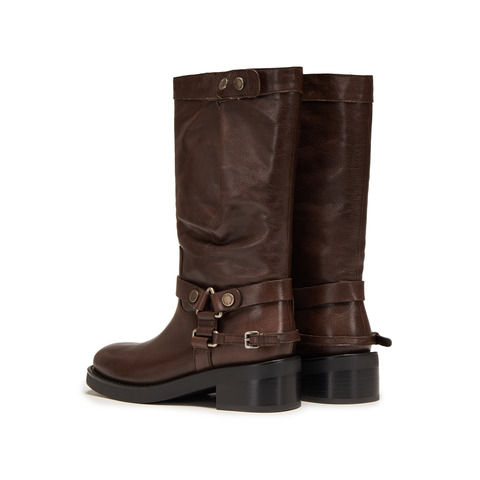 思加图2025冬季新款英伦风骑士靴长靴时装靴女皮靴EIJ05DG5