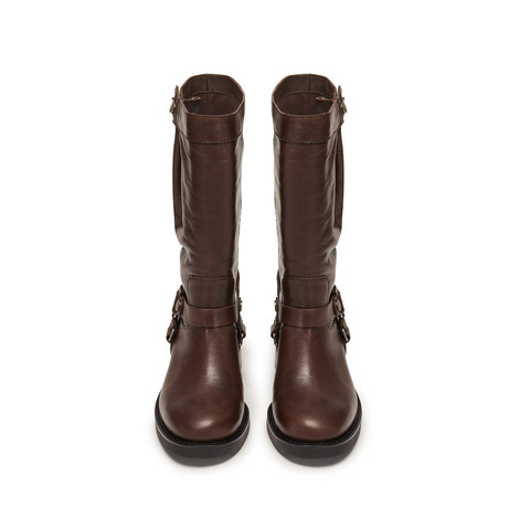 思加图2025冬季新款英伦风骑士靴长靴时装靴女皮靴EIJ05DG5