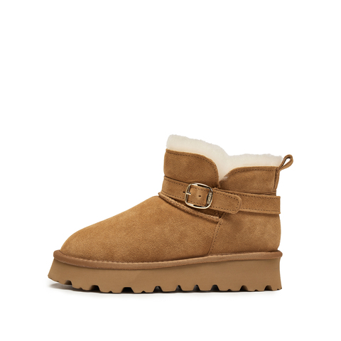 思加图2025冬季新款复古雪地靴短靴保暖时装靴厚底女靴子D1915DD5