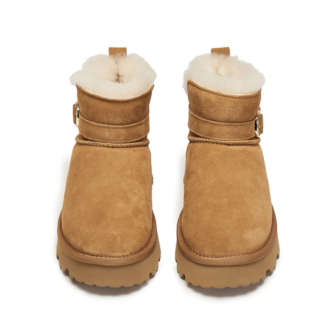 思加图2025冬季新款复古雪地靴短靴保暖时装靴厚底女靴子D1915DD5