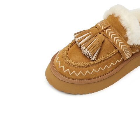 思加图2025冬季新款雪顶松松保暖毛毛鞋厚底增高穆勒拖女鞋D5124DD5