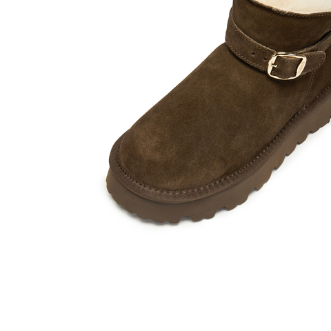 思加图2025冬季新款复古雪地靴短靴保暖时装靴厚底女靴子D1915DD5