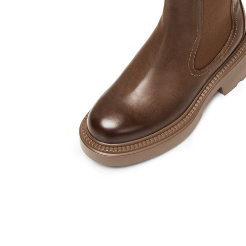 思加图2025冬季新款英伦风切尔西靴短靴厚底增高时装靴女B7313DD5