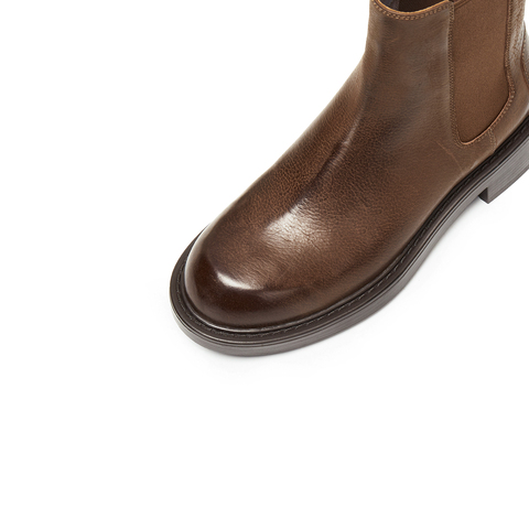 思加图2025冬季新款英伦风切尔西靴短靴时装靴粗跟女靴子B6326DD5