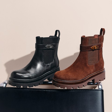 思加图2025冬季新款复古切尔西靴烟筒靴中靴时装靴女靴EIW01DZ5