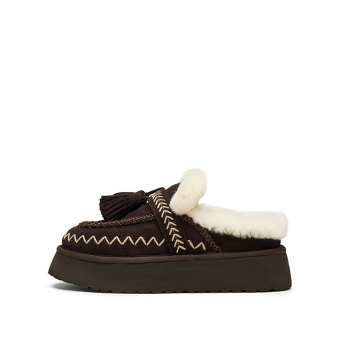 思加图2025冬季新款雪顶松松保暖毛毛鞋厚底增高穆勒拖女鞋D5124DD5