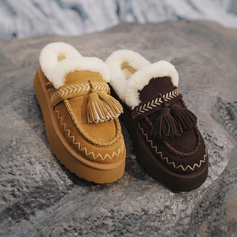 思加图2025冬季新款雪顶松松保暖毛毛鞋厚底增高穆勒拖女鞋D5124DD5