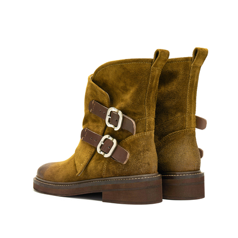 思加图2025冬季新款复古西部靴牛仔靴中靴时装靴粗跟女靴C0085DZ5