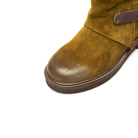 思加图2025冬季新款复古西部靴牛仔靴中靴时装靴粗跟女靴C0085DZ5