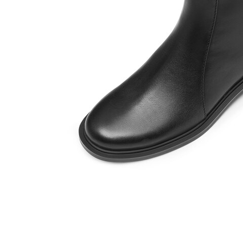 思加图2025冬季新款英伦风短靴粗跟时装靴黑色气质女靴EAJ43DD5