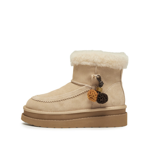 思加图2025冬季新款雪松松保暖雪地靴厚底复古短靴女靴子EIY06DD5