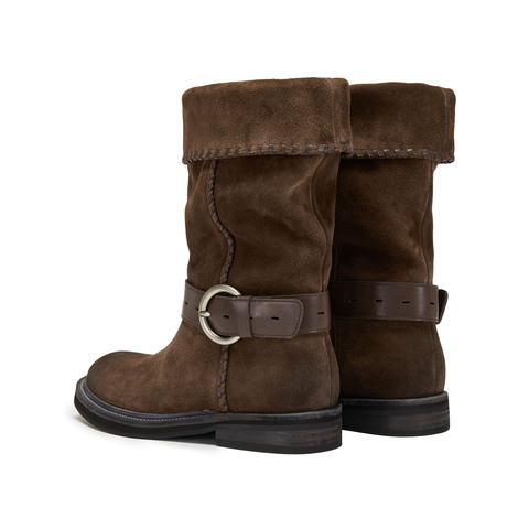 思加图2025冬季新款复古西部靴牛仔靴中高靴时装靴女靴子Y5916DS5