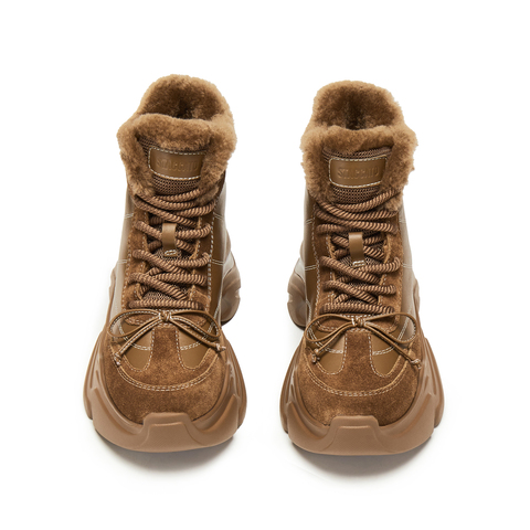 思加图2025冬季新款复古雪地靴保暖短靴厚底增高时装靴女S1851DD5