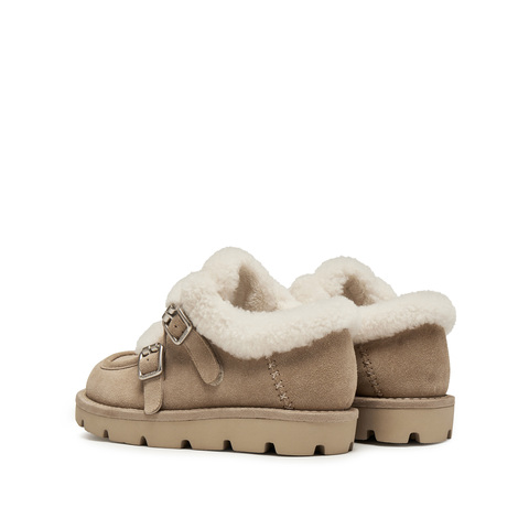 思加图2025冬季新款复古毛毛鞋加绒保暖厚底增高女鞋子B3212DM5