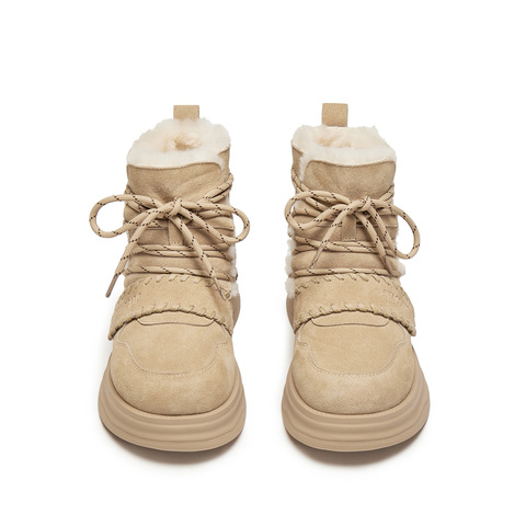 思加图2025冬季新款复古雪地靴毛里保暖短靴厚底增高女靴J5506DD5