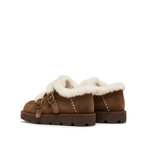 思加图2025冬季新款复古毛毛鞋加绒保暖厚底增高女鞋子B3212DM5