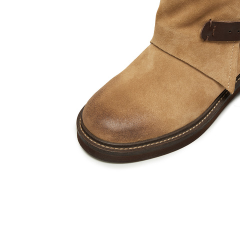 思加图2025冬季新款复古西部靴牛仔靴中靴时装靴粗跟女靴C0085DZ5