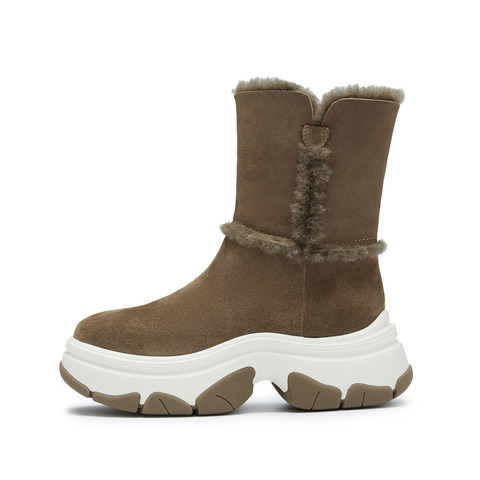 思加图2025冬季新款复古雪地靴中靴厚底增高保暖时装靴女靴Y1116DZ5