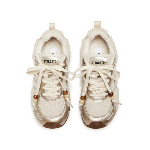 思加图2025冬季新款复古毛毛鞋加绒保暖休闲鞋平底鞋女鞋J2570DM5