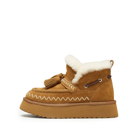 思加图2025冬季新款雪顶松松雪地靴保暖短靴厚底增高时装靴女靴D1124DD5