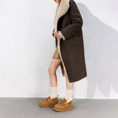 思加图2025冬季新款雪顶松松雪地靴保暖短靴厚底增高时装靴女靴D1124DD5