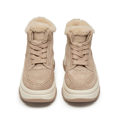 思加图2025冬季新款复古雪地靴保暖短靴厚底增高时装靴女Y9122DD5