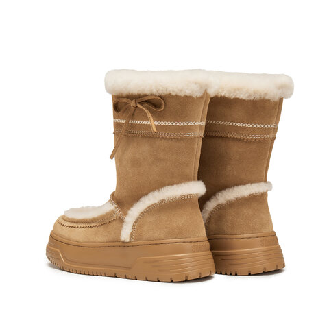 思加图2025冬季新款复古雪地靴毛里保暖中靴厚底时装靴女EUW02DZ5