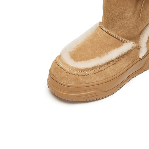 思加图2025冬季新款复古雪地靴毛里保暖中靴厚底时装靴女EUW02DZ5