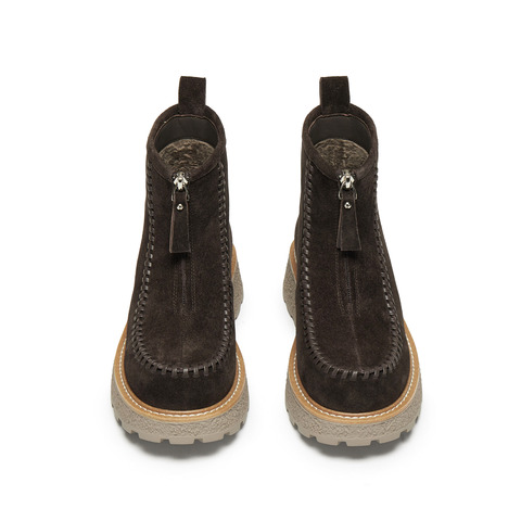 思加图2025冬季新款复古雪地靴加绒保暖短靴厚底时装靴女L7708DD5