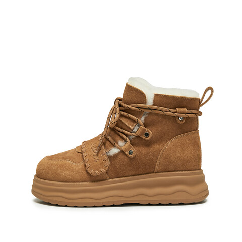 思加图2025冬季新款复古雪地靴毛里保暖短靴厚底增高女靴J5506DD5