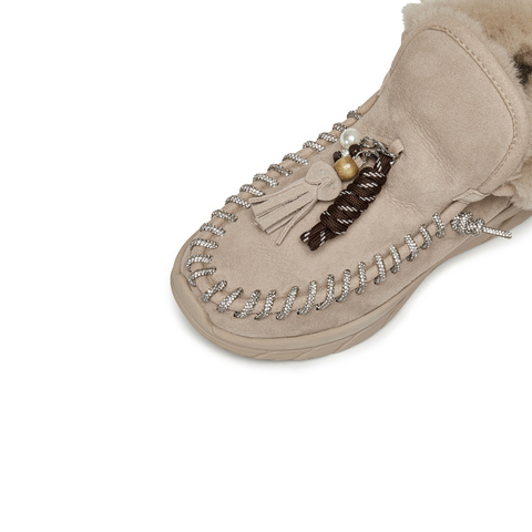 思加图2025冬季新款复古雪地靴保暖低靴短靴厚底增高女靴S6030DD5