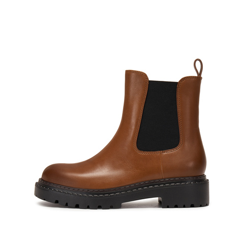 思加图2025冬季新款英伦风切尔西靴烟筒靴中靴时装靴女靴EIU05DZ5