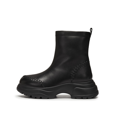 思加图2025冬季新款复古雪地靴保暖中靴厚底时装靴女靴子Y2525DZ5