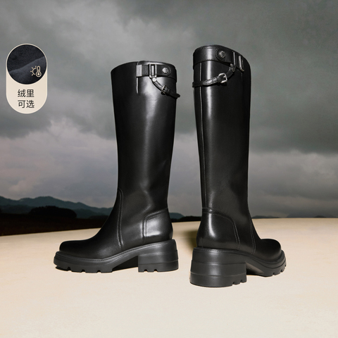 思加图2025冬季新款马鞍靴骑士靴长靴高筒靴厚底增高女靴EEZ42DG5