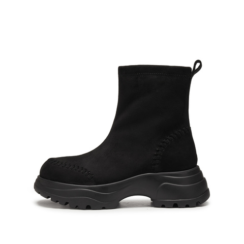 思加图2025冬季新款复古雪地靴保暖中靴厚底时装靴女靴子Y2525DZ5