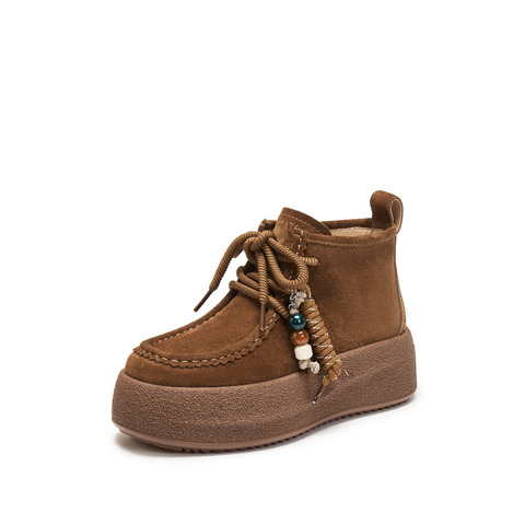 思加图2025冬季新款复古运动靴短靴厚底增高时装靴女靴子J0262DD5