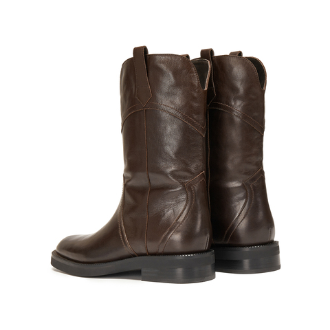 思加图2025冬季新款乌托邦西部靴牛仔靴中靴时装靴女靴子Z0521DZ5