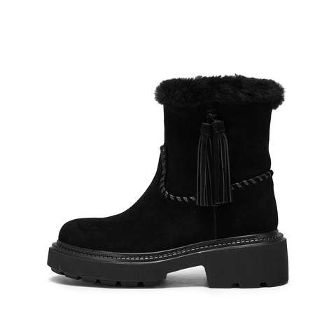 思加图2025冬季新款复古雪地靴加绒保暖中筒时装靴女靴子B5620DZ5