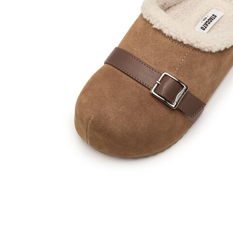 思加图2025冬季新款复古毛毛鞋勃肯鞋半拖保暖加绒女鞋子S1104DH5