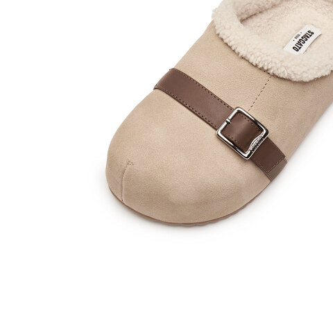 思加图2025冬季新款复古毛毛鞋勃肯鞋半拖保暖加绒女鞋子S1104DH5