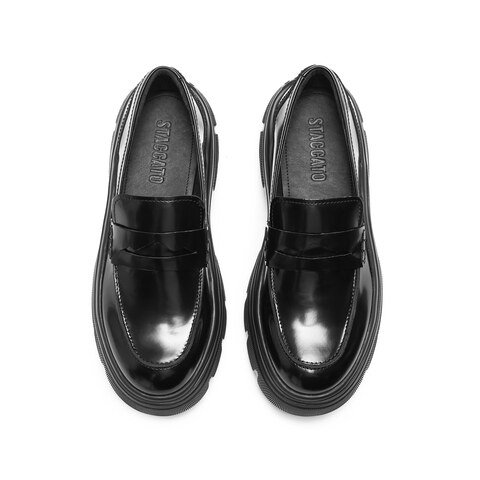 思加图2025春季英伦风乐福鞋一脚蹬厚底增高单鞋女鞋ESF24AA5