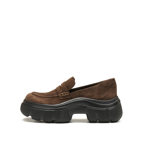 思加图2025春季英伦风乐福鞋一脚蹬厚底增高单鞋女鞋ESF24AA5