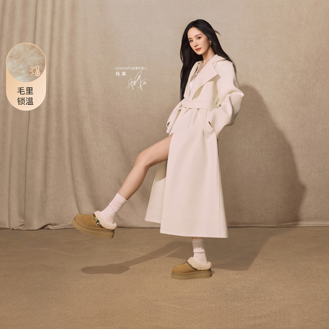 思加图2025冬季新款雪团团雪地靴毛里保暖短靴厚底增高女EIY08DD5