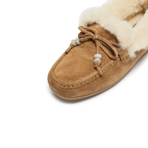 思加图2025冬季新款复古毛毛鞋豆豆鞋保暖毛里平底鞋女鞋A9593DA5