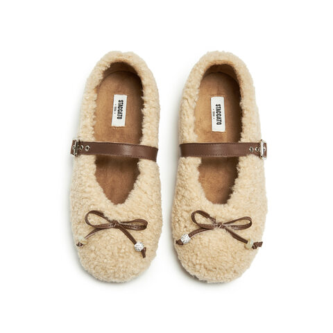 思加图2025冬季新款复古毛毛鞋玛丽珍鞋绒里保暖平底鞋女S1291DQ5